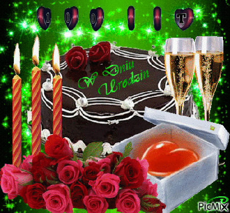 W dniu urodzin 100 lat tort bukiet róż